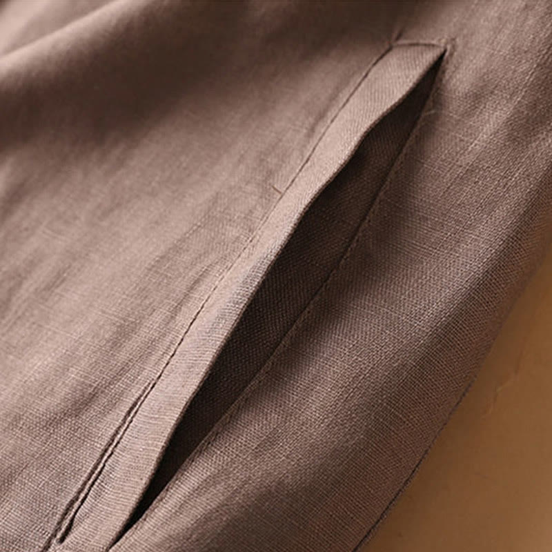 Pantaloncini da donna in cotone con cerniera e bottoni in tinta unita Buddha Stones con tasche