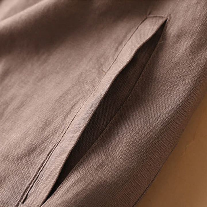Pantaloncini da donna in cotone con cerniera e bottoni in tinta unita Buddha Stones con tasche