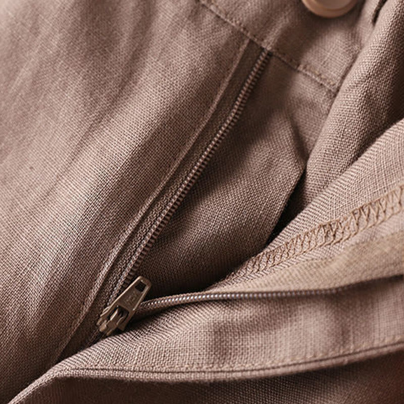 Pantaloncini da donna in cotone con cerniera e bottoni in tinta unita Buddha Stones con tasche