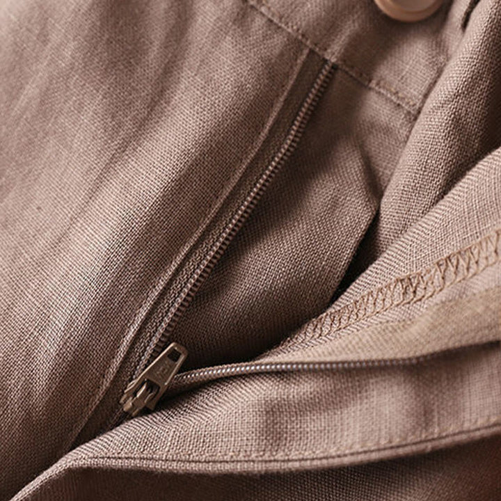 Pantaloncini da donna in cotone con cerniera e bottoni in tinta unita Buddha Stones con tasche