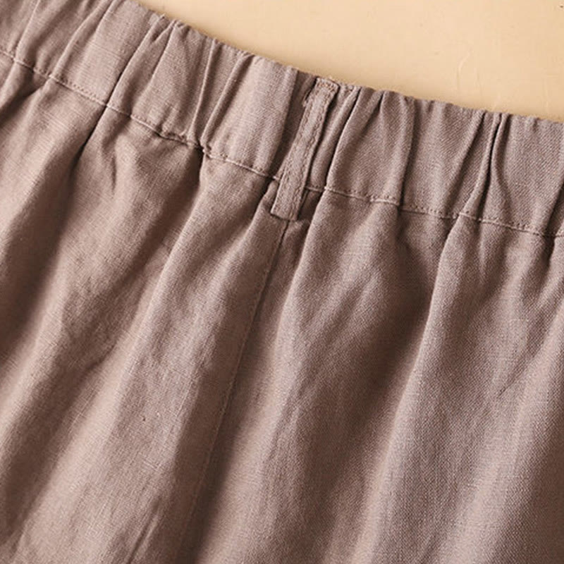 Pantaloncini da donna in cotone con cerniera e bottoni in tinta unita Buddha Stones con tasche