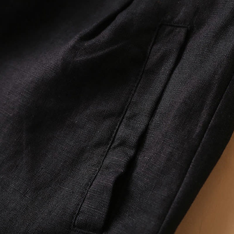 Pantaloncini da donna in cotone con cerniera e bottoni in tinta unita Buddha Stones con tasche