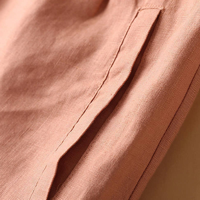 Pantaloncini da donna in cotone con cerniera e bottoni in tinta unita Buddha Stones con tasche
