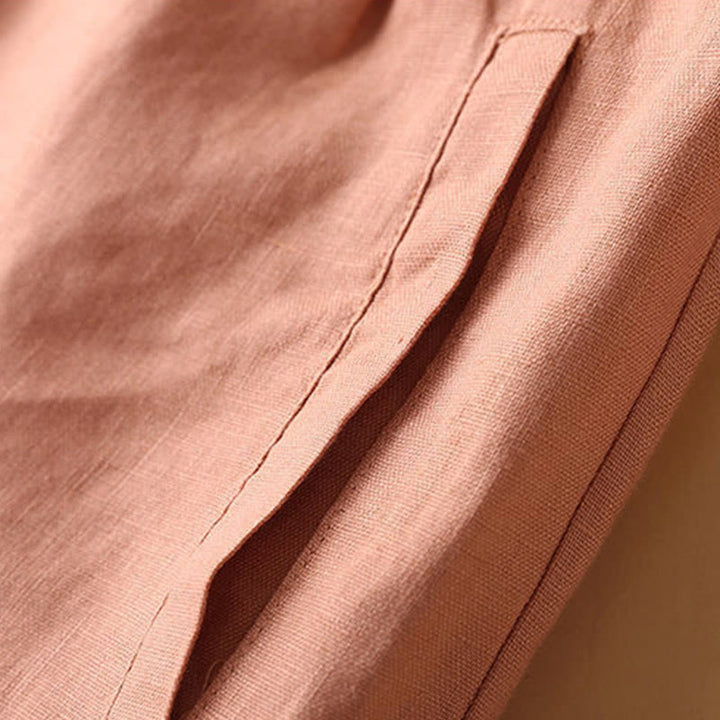 Pantaloncini da donna in cotone con cerniera e bottoni in tinta unita Buddha Stones con tasche