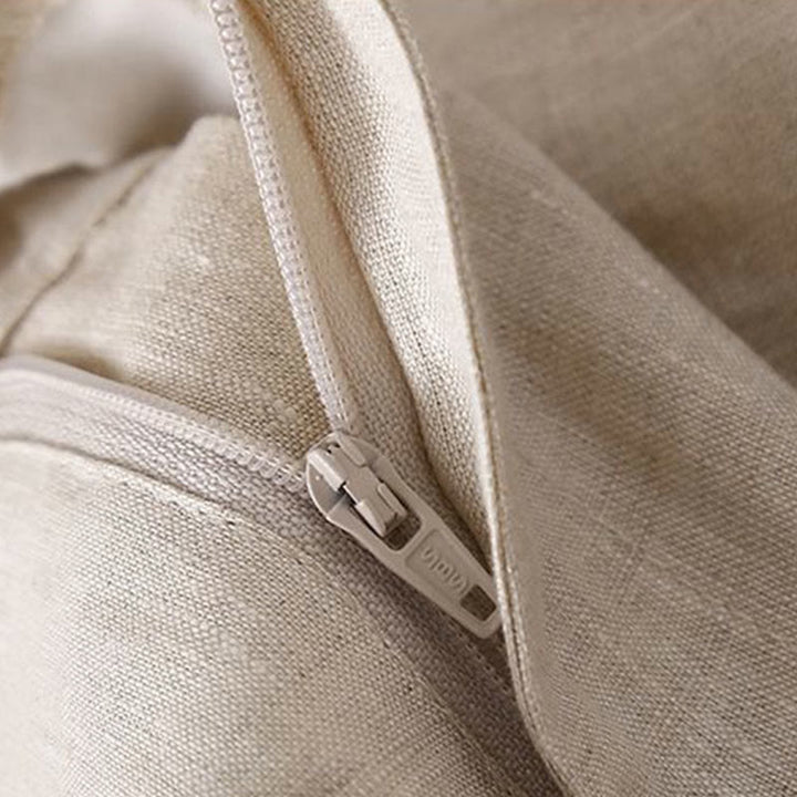 Pantaloncini da donna in lino di cotone con tasche, tinta unita, con cerniera e bottoni , Buddha Stones - image 13