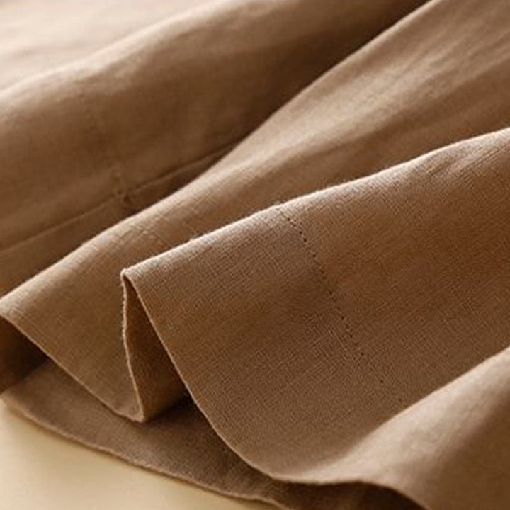 Pantaloncini da donna in lino di cotone con tasche, tinta unita, con cerniera e bottoni , Buddha Stones - image 7