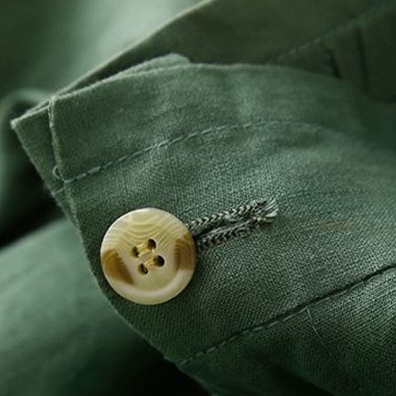 Pantaloncini da donna in lino di cotone con tasche, tinta unita, con cerniera e bottoni , Buddha Stones - image 18