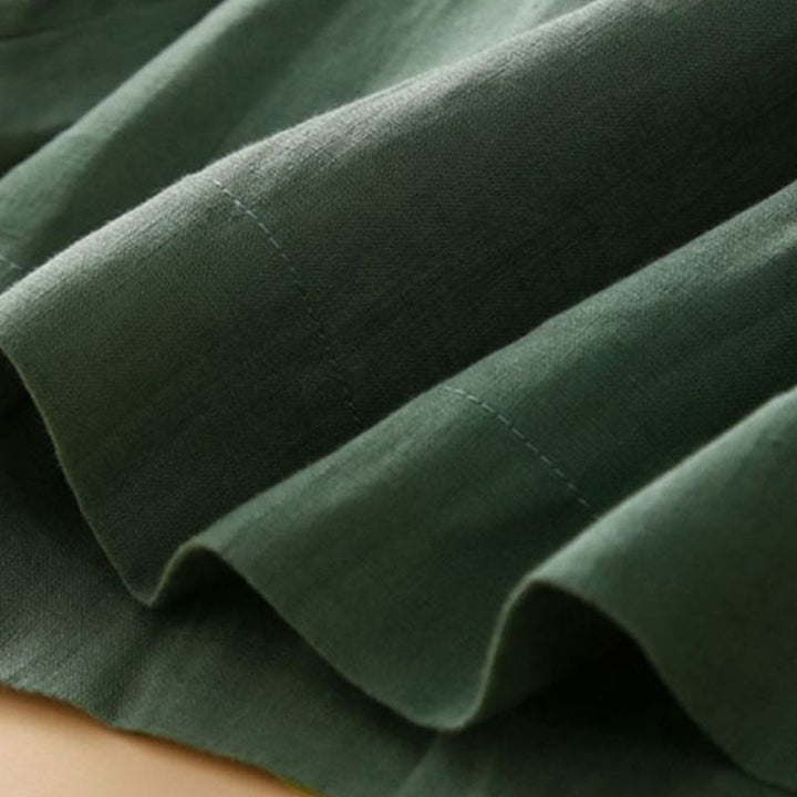 Pantaloncini da donna in lino di cotone con tasche, tinta unita, con cerniera e bottoni , Buddha Stones - image 22