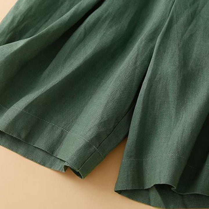 Pantaloncini da donna in lino di cotone con tasche, tinta unita, con cerniera e bottoni , Buddha Stones - image 21