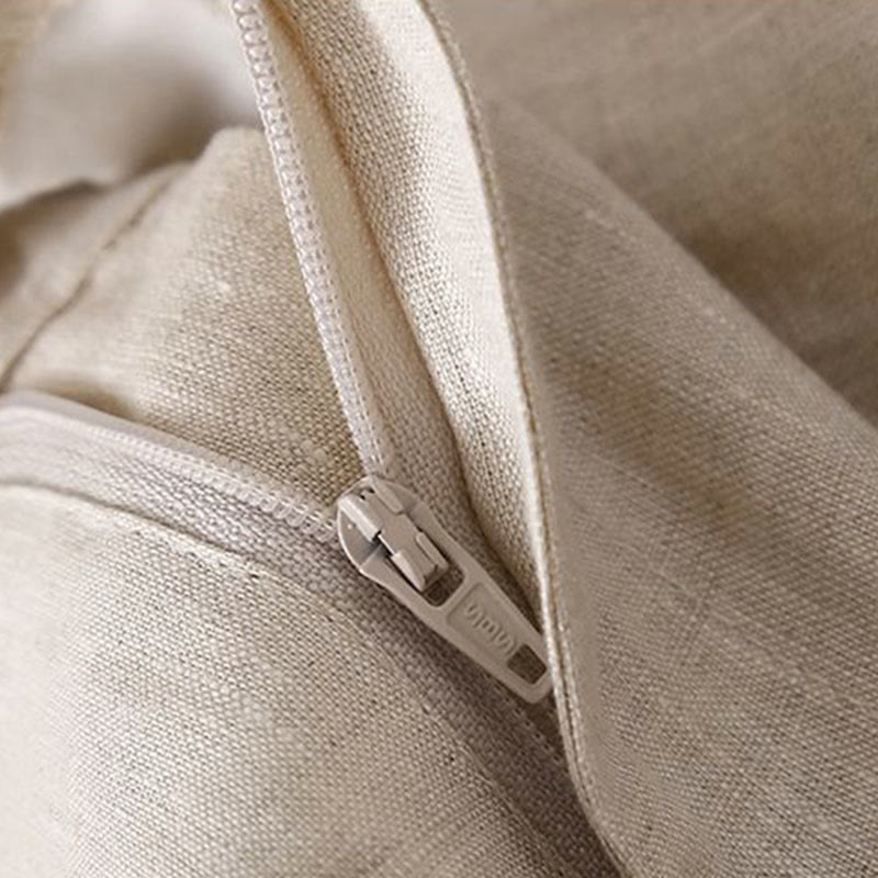 Pantaloncini da donna in lino di cotone con tasche, tinta unita, con cerniera e bottoni , Buddha Stones - image 12