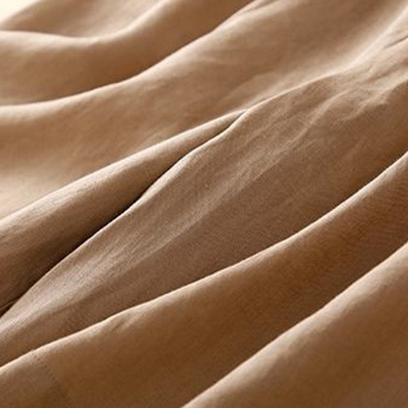 Pantaloncini da donna in lino di cotone con tasche, tinta unita, con cerniera e bottoni , Buddha Stones - image 6