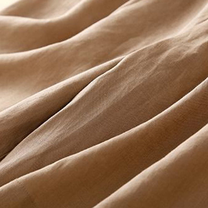 Pantaloncini da donna in lino di cotone con tasche, tinta unita, con cerniera e bottoni , Buddha Stones - image 6