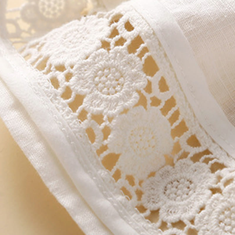 Pantaloncini da donna in cotone e lino con lacci e tasche, in tinta unita, con fondo in pizzo cavo , Buddha Stones - image 16