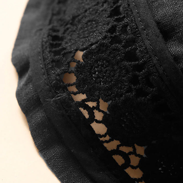 Pantaloncini da donna in cotone con lacci e tasche, modello Buddha Stones, tinta unita, con fondo in pizzo cavo - image 34