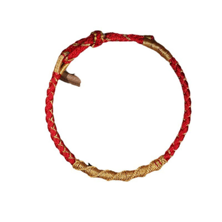 Buddha Stones Tibetano Colorato Filo d'Oro Drago Scaglia Nodo Protezione Bracciale Intrecciato