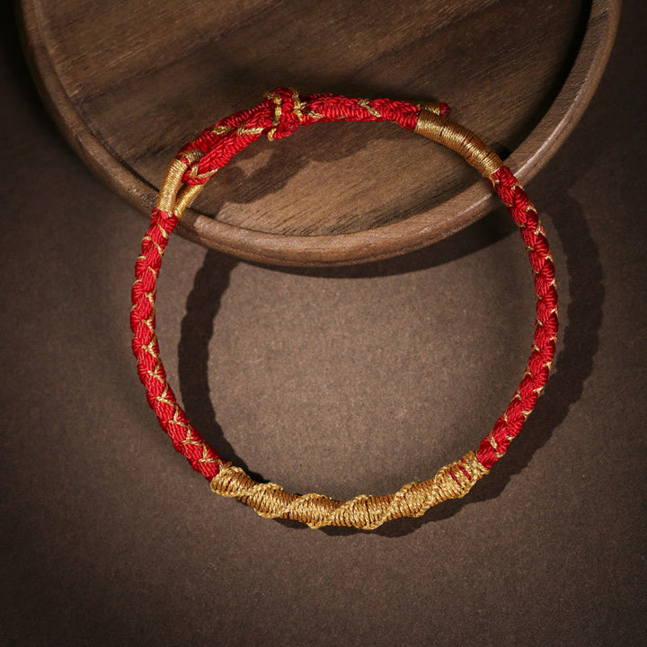 Buddha Stones Tibetano Colorato Filo d'Oro Drago Scaglia Nodo Protezione Bracciale Intrecciato