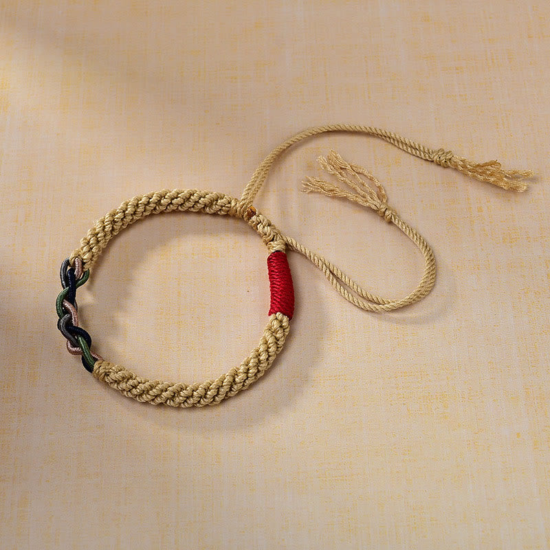 Braccialetto portafortuna in corda di cotone tibetano strofinato a mano Buddha Stones