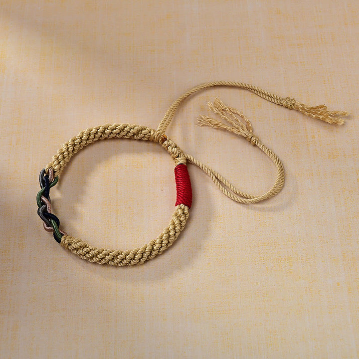Braccialetto portafortuna in corda di cotone tibetano strofinato a mano Buddha Stones