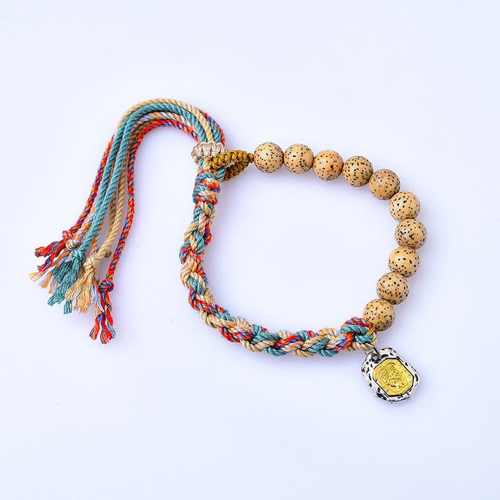 Buddha Stones Corda colorata tibetana Semi di Bodhi Zakiram Dea della ricchezza Braccialetto di protezione regolabile