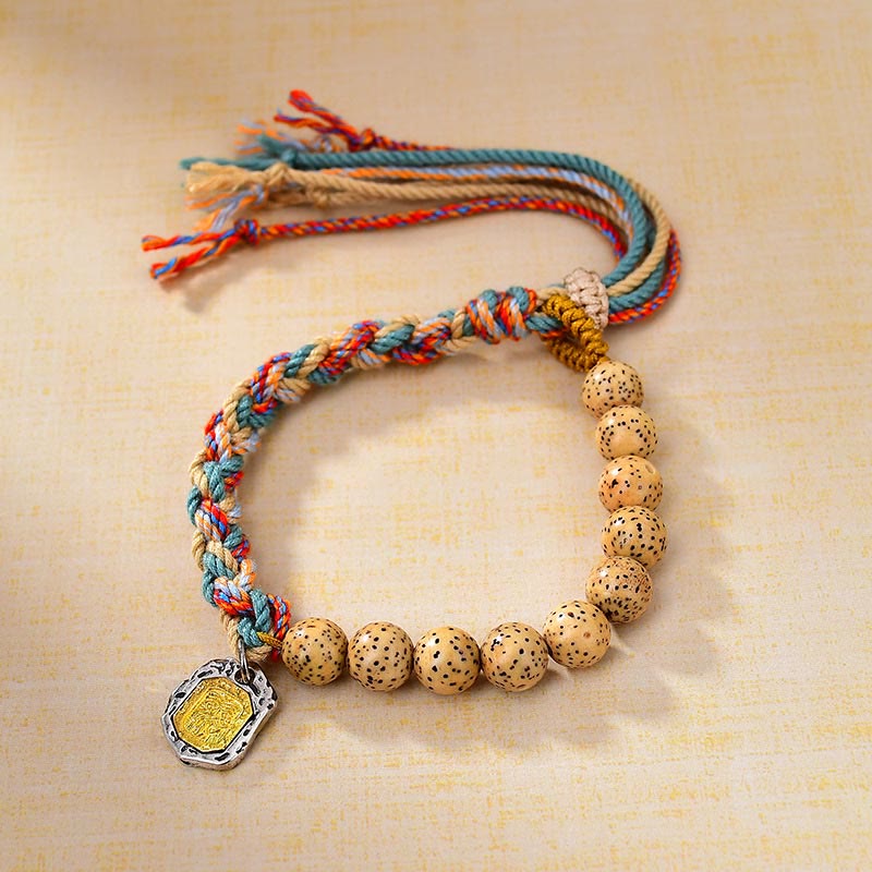 Buddha Stones Corda colorata tibetana Semi di Bodhi Zakiram Dea della ricchezza Braccialetto di protezione regolabile