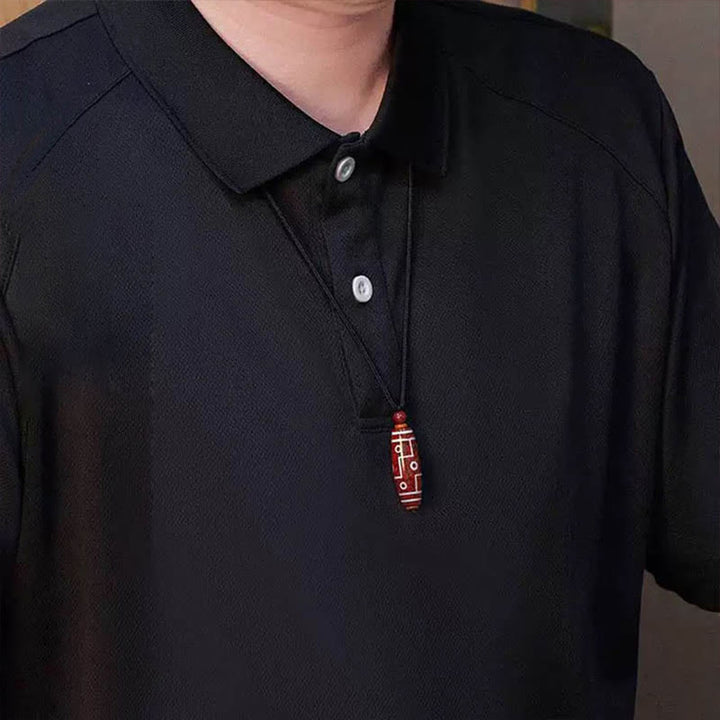 Collana con ciondolo di benedizione di perline Dzi a nove occhi in cinabro Buddha Stones
