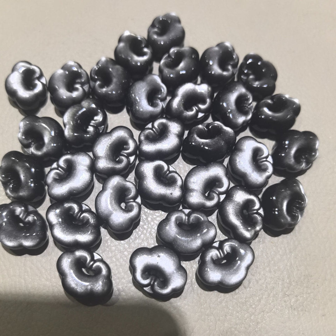 Buddha Stones Argento Naturale Lucentezza Ossidiana Nuvole di Buon Auspicio Protezione Collana Pendente Lenitivo