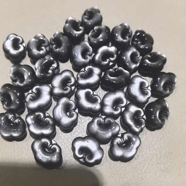 Buddha Stones Argento Naturale Lucentezza Ossidiana Nuvole di Buon Auspicio Protezione Collana Pendente Lenitivo