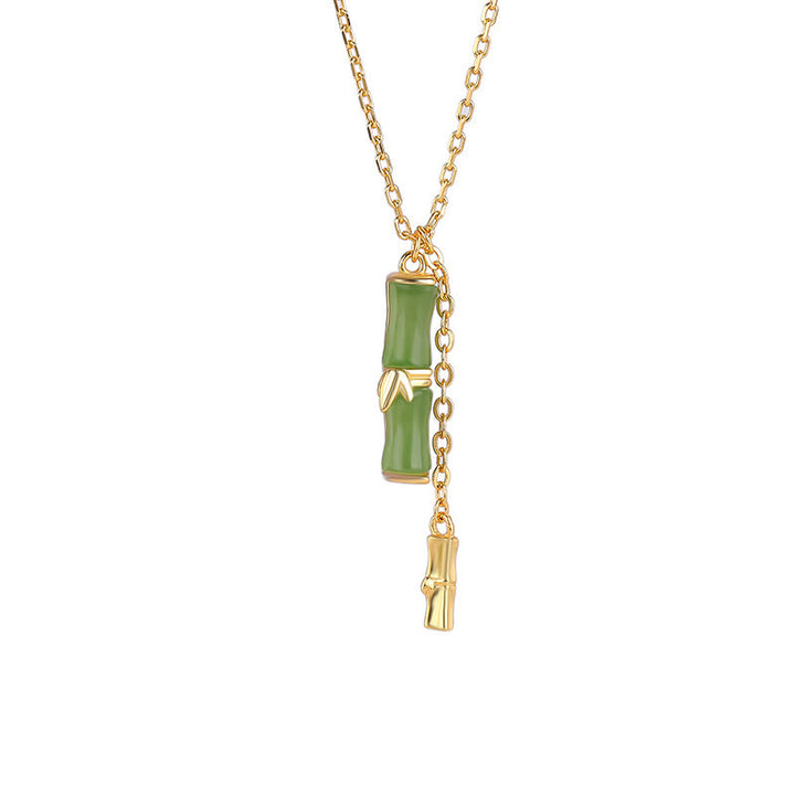 Collana con ciondolo in giada Hetian, argento sterling 925, motivo : Buddha Stones, bambù, abbondanza