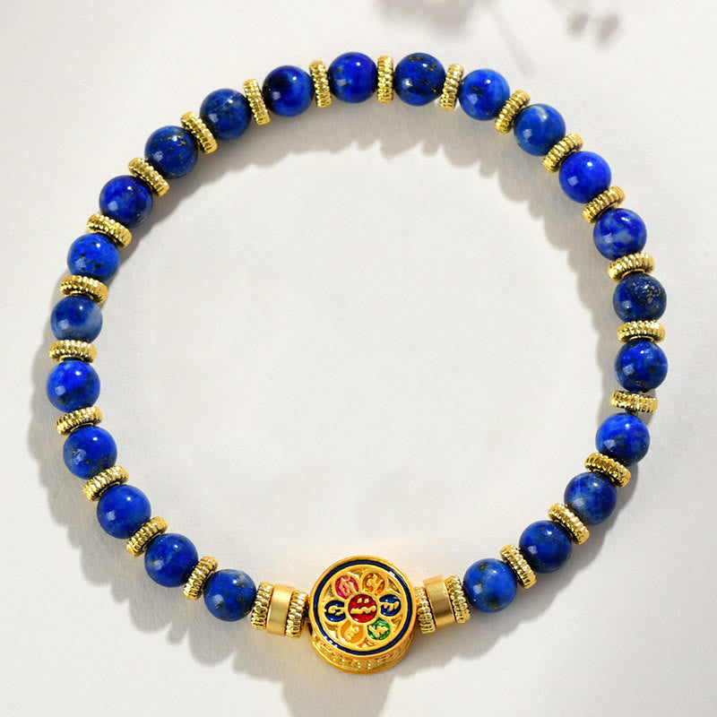 Braccialetto di perline di equilibrio Om Mani Padme Hum in lazurite naturale Buddha Stones