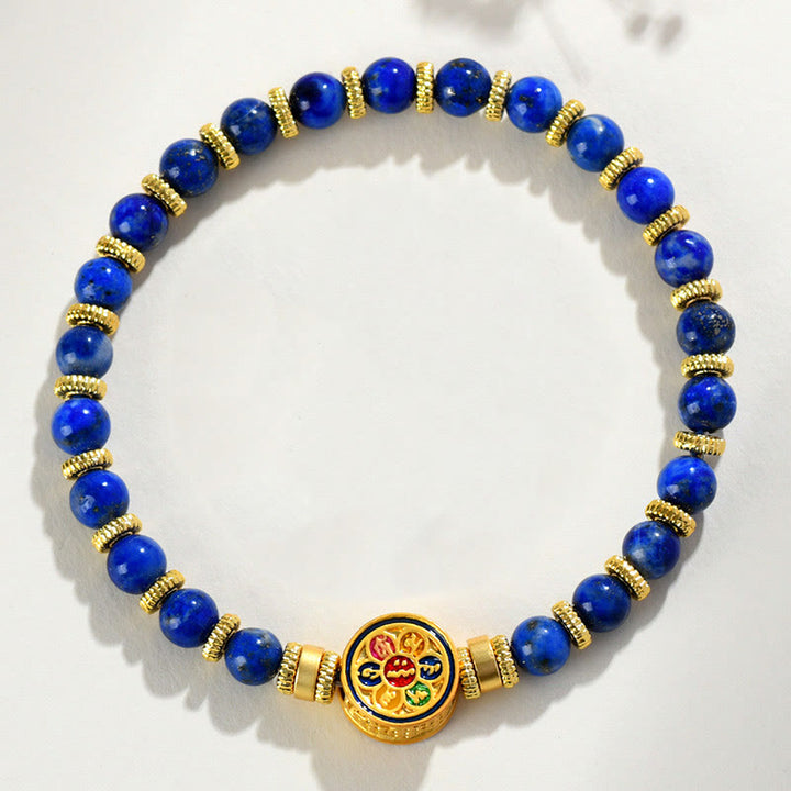Braccialetto di perline di equilibrio Om Mani Padme Hum in lazurite naturale Buddha Stones
