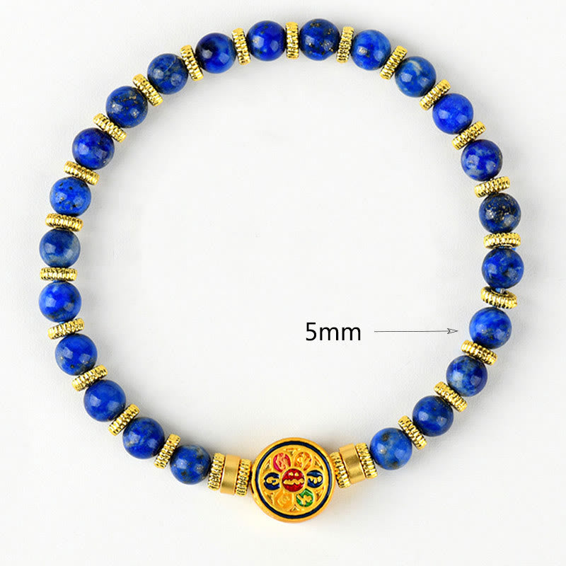 Braccialetto di perline di equilibrio Om Mani Padme Hum in lazurite naturale Buddha Stones