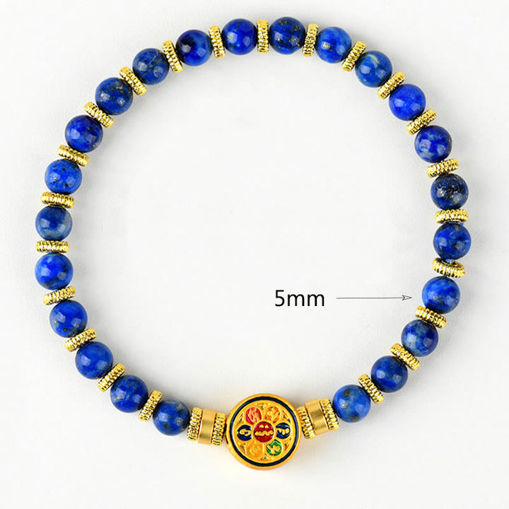 Braccialetto di perline di equilibrio Om Mani Padme Hum in lazurite naturale Buddha Stones