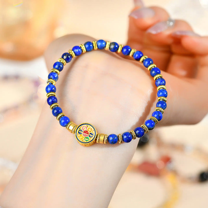 Braccialetto di perline di equilibrio Om Mani Padme Hum in lazurite naturale Buddha Stones