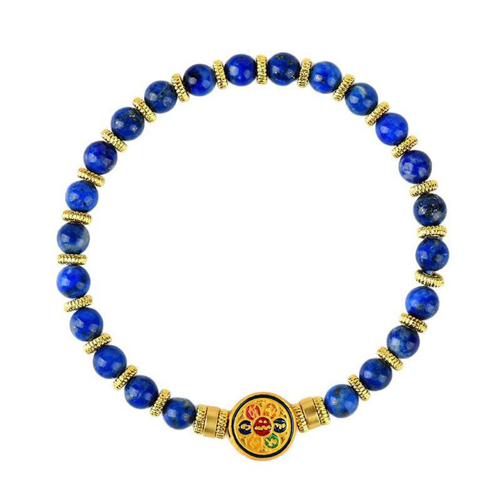 Braccialetto di perline di equilibrio Om Mani Padme Hum in lazurite naturale Buddha Stones
