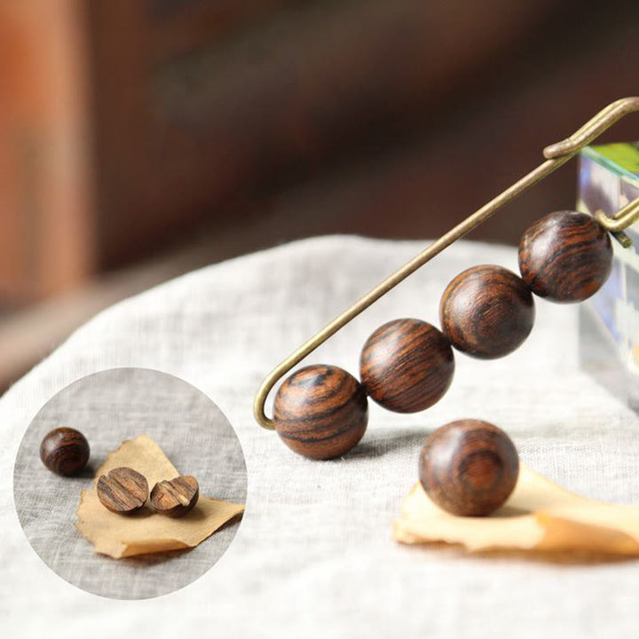Buddha Stones Sandalo Vintage Agathis Alba Ebano Legno Peltogyne Perline Spilla Guarigione