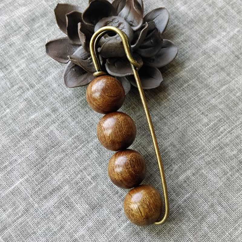 Buddha Stones Sandalo Vintage Agathis Alba Ebano Legno Peltogyne Perline Spilla Guarigione