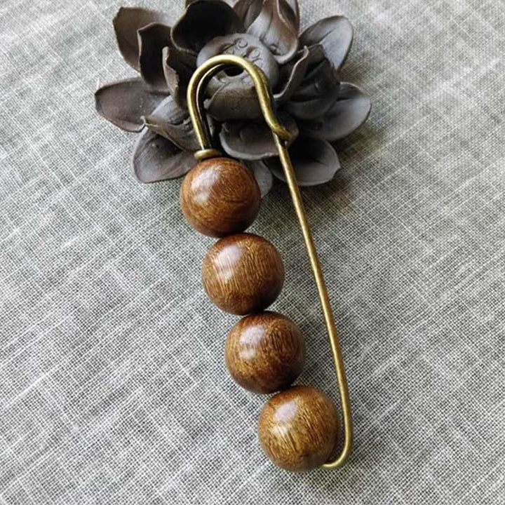 Buddha Stones Sandalo Vintage Agathis Alba Ebano Legno Peltogyne Perline Spilla Guarigione