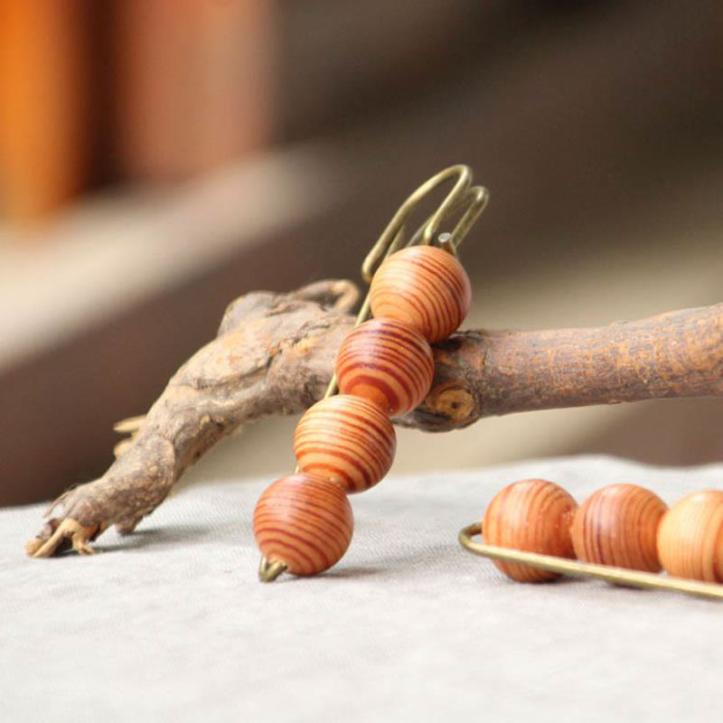 Buddha Stones Sandalo Vintage Agathis Alba Ebano Legno Peltogyne Perline Spilla Guarigione