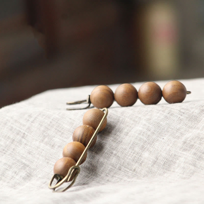 Buddha Stones Sandalo Vintage Agathis Alba Ebano Legno Peltogyne Perline Spilla Guarigione