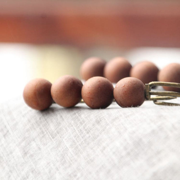 Buddha Stones Sandalo Vintage Agathis Alba Ebano Legno Peltogyne Perline Spilla Guarigione