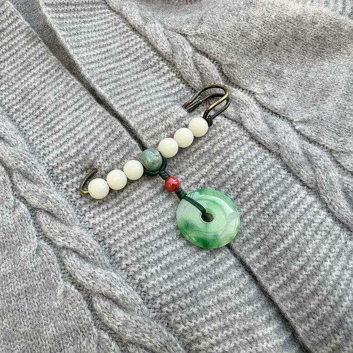 Spilla con fibbia della pace, seme di Bodhi, pietre di Buddha Stones, giada, fortuna
