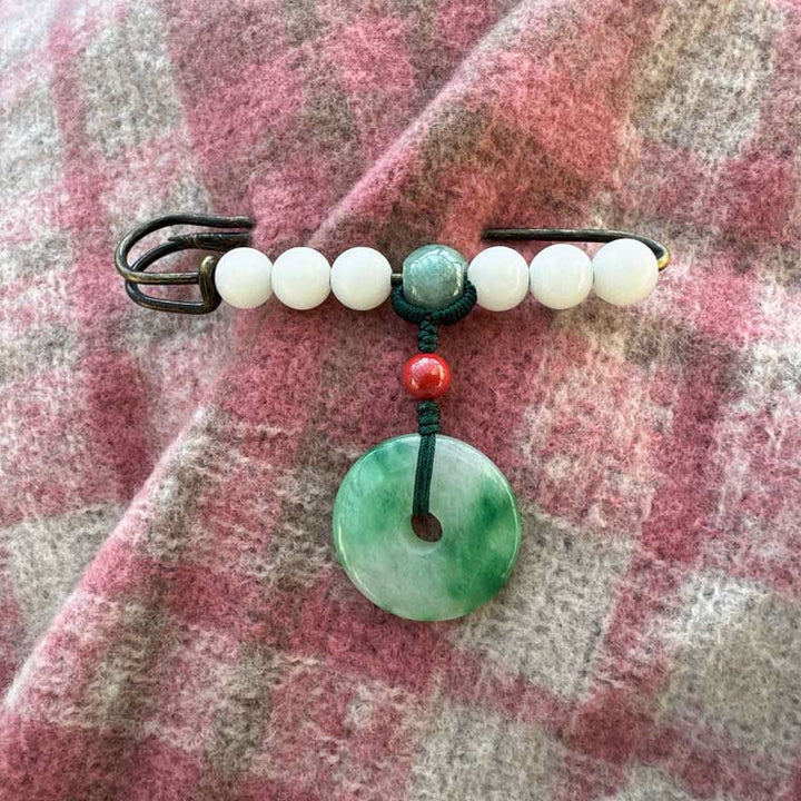 Spilla con fibbia della pace, seme di Bodhi, pietre di Buddha Stones, giada, fortuna