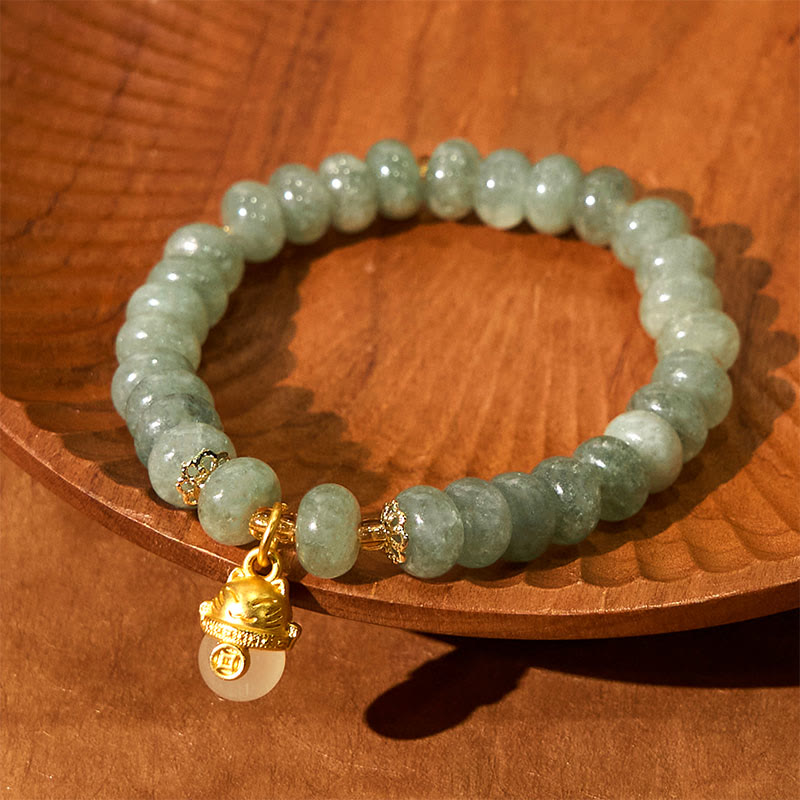 Braccialetto di guarigione con perline di gatto fortunato , Buddha Stones, quarzo fragola, giada ciano - image 14