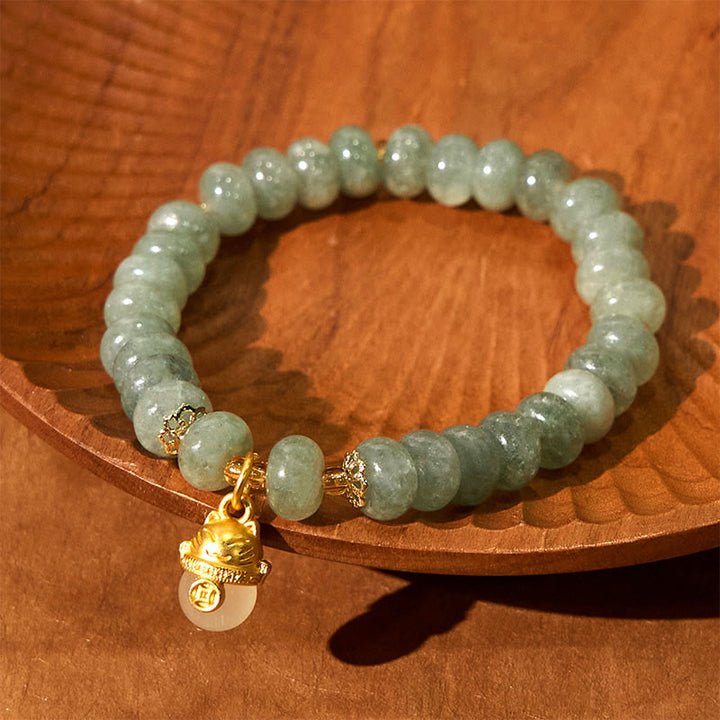 Braccialetto di guarigione con perline di gatto fortunato , Buddha Stones, quarzo fragola, giada ciano - image 14