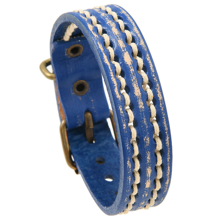 Braccialetto rinforzato con fibbia regolabile in pelle vintage Buddha Stones