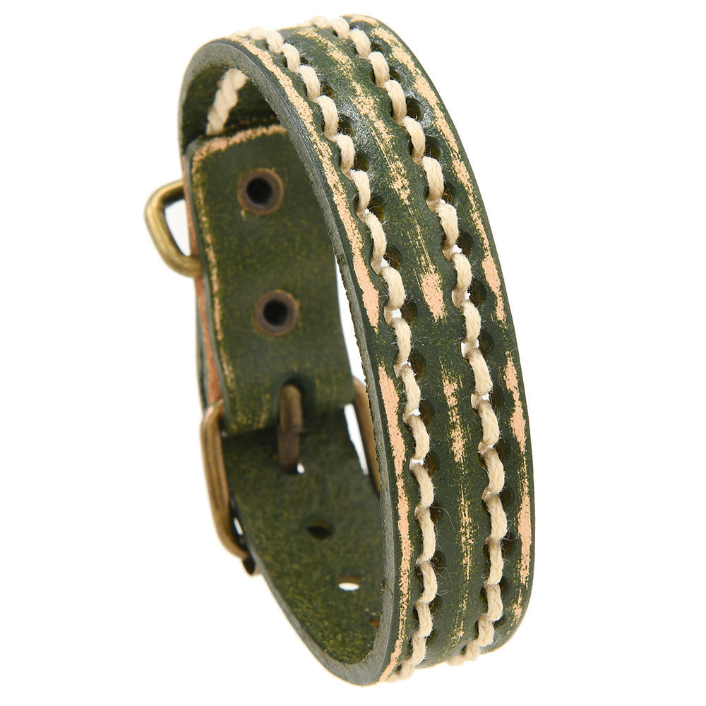 Braccialetto rinforzato con fibbia regolabile in pelle vintage Buddha Stones