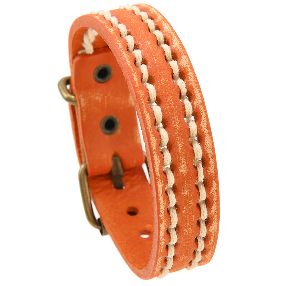 Braccialetto rinforzato con fibbia regolabile in pelle vintage Buddha Stones