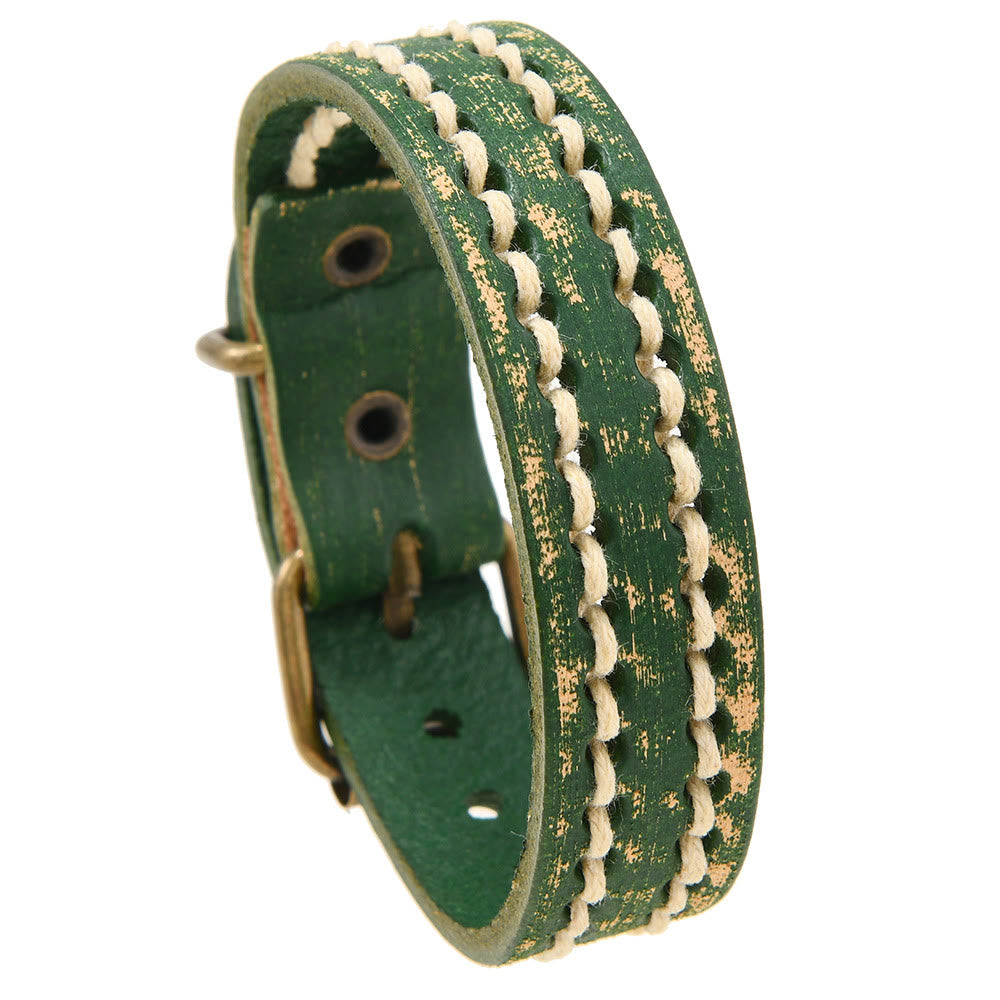 Braccialetto rinforzato con fibbia regolabile in pelle vintage Buddha Stones