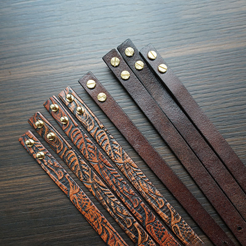Braccialetto regolabile con fibbia in pelle stampata vintage Buddha Stones