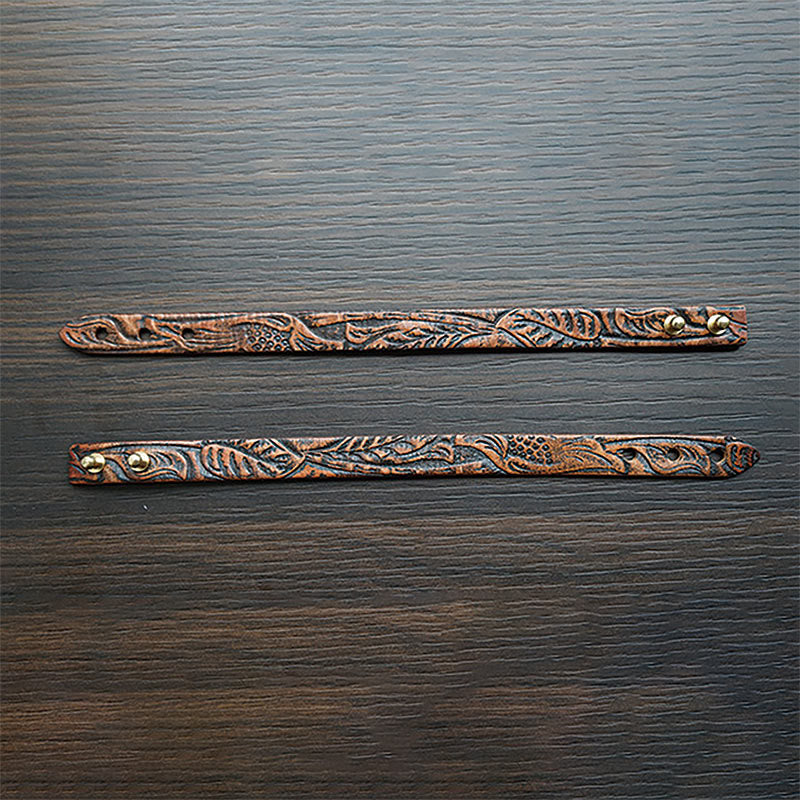 Braccialetto regolabile con fibbia in pelle stampata vintage Buddha Stones